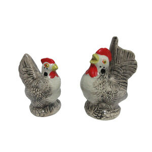 Rooster Hen Salt & Pepper Shakers Chicken Farmhouse Decor Black and White
